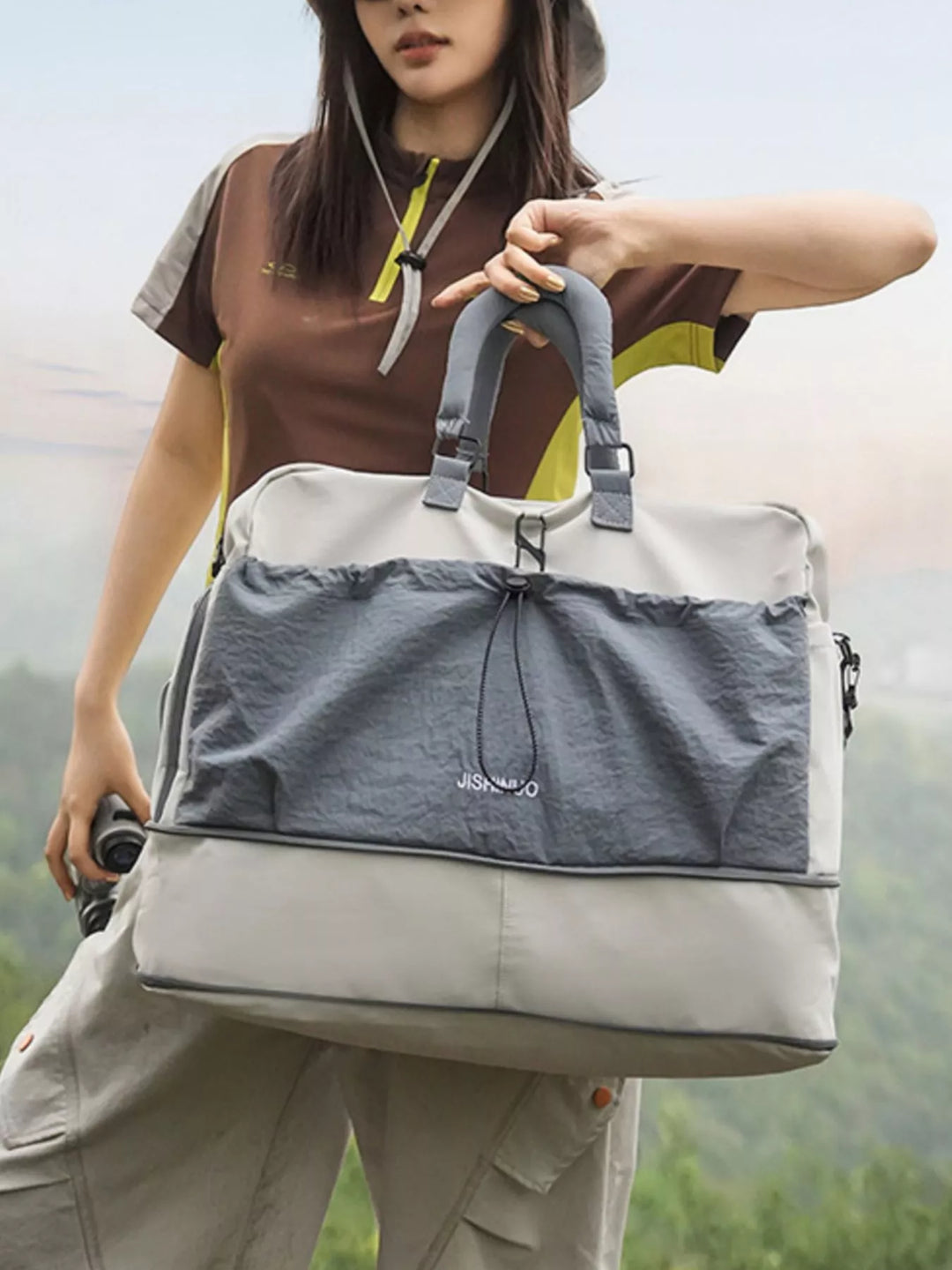 Drawstring Color Block Travel Bag