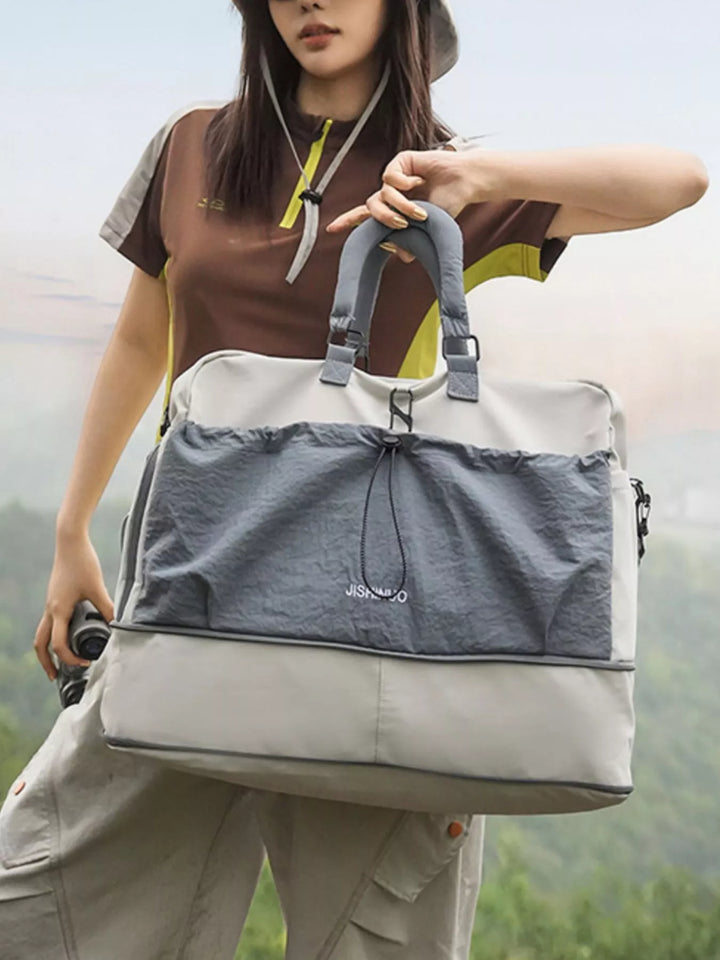 Drawstring Color Block Travel Bag