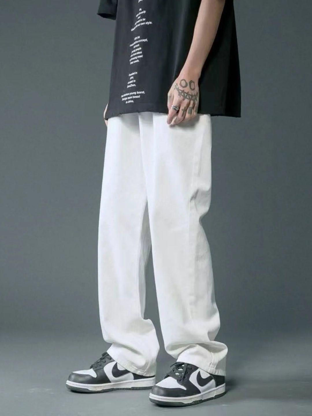 Men's Full Size Wide Leg Wash Relaxed Fit Jeans Plus Size