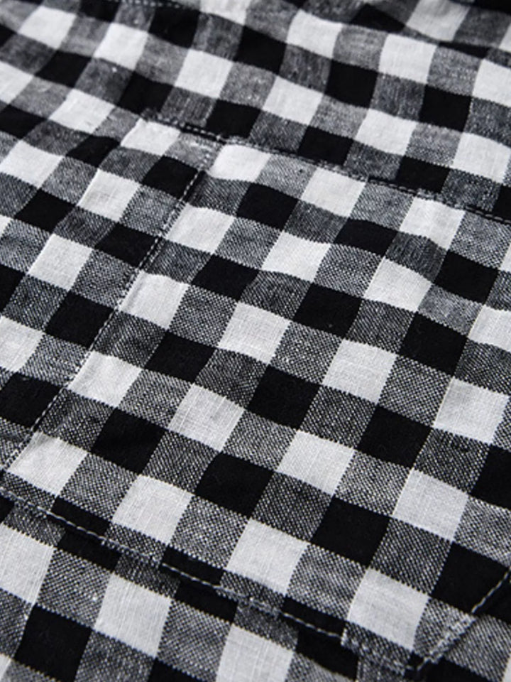 Men's Plus Size Plaid Button Up Short Sleeve Shirt