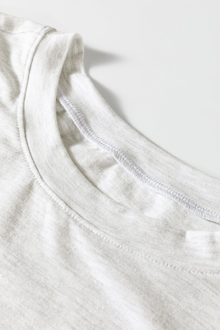 Oatmeal Shirred Cuffs Puff Sleeve Peasant Top