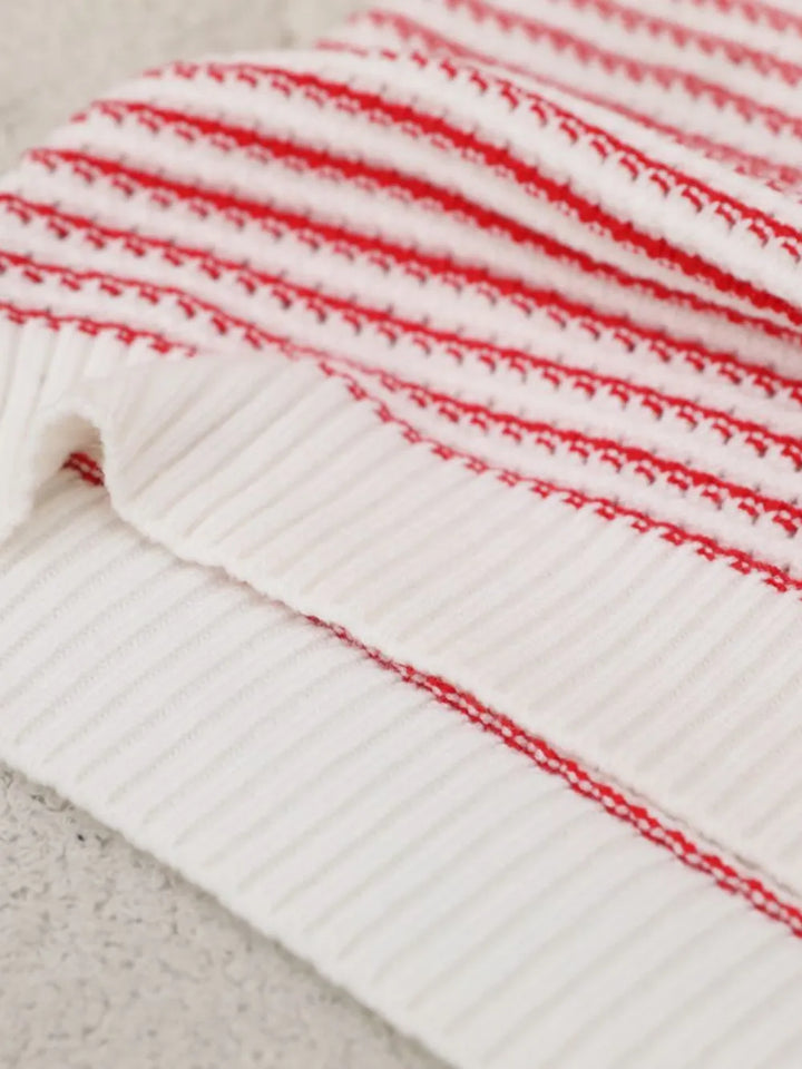Striped Round Neck Short Sleeve Knit Top