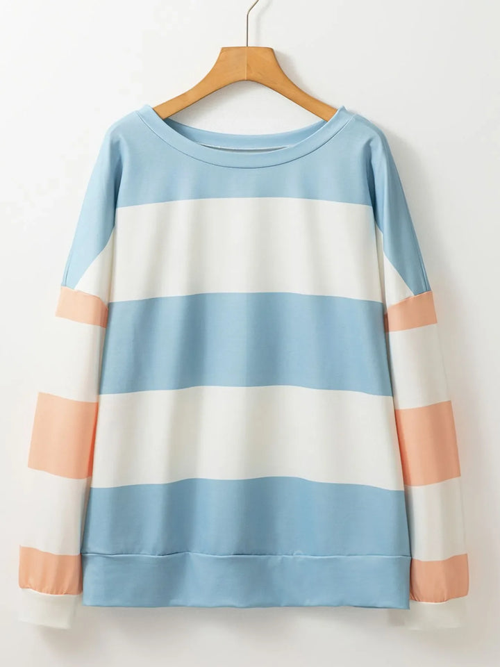 Color Block Drop Shoulder Long Sleeve Top