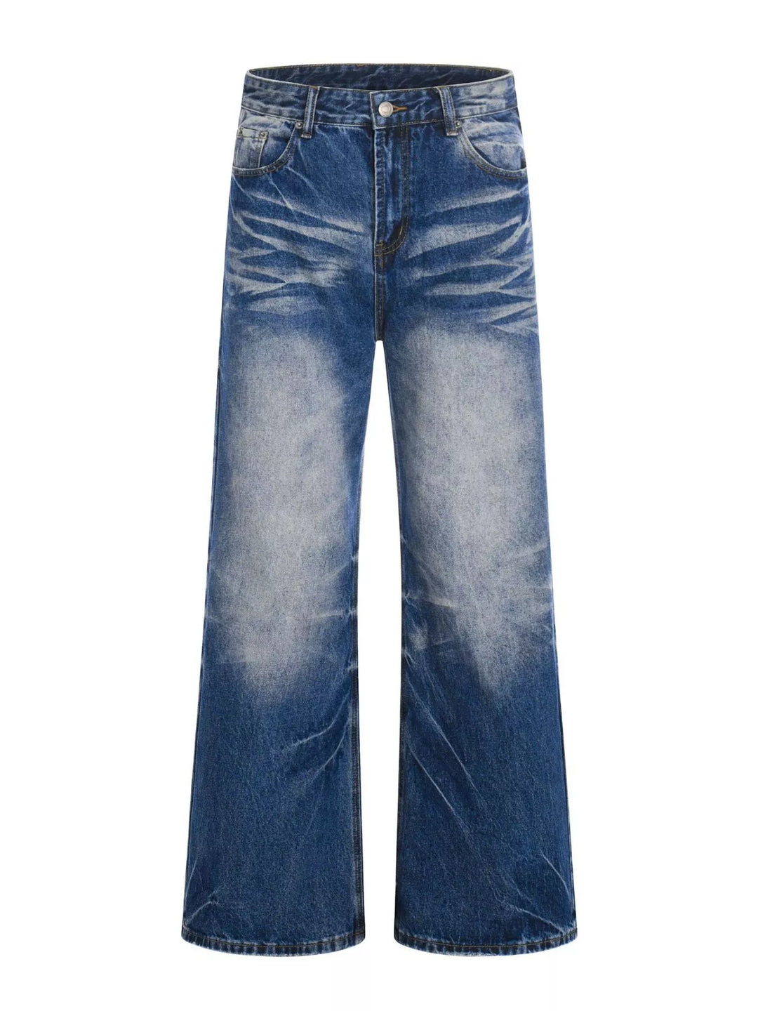 Men's Full Size Vintage Wash Wide Leg Jeans Plus Size