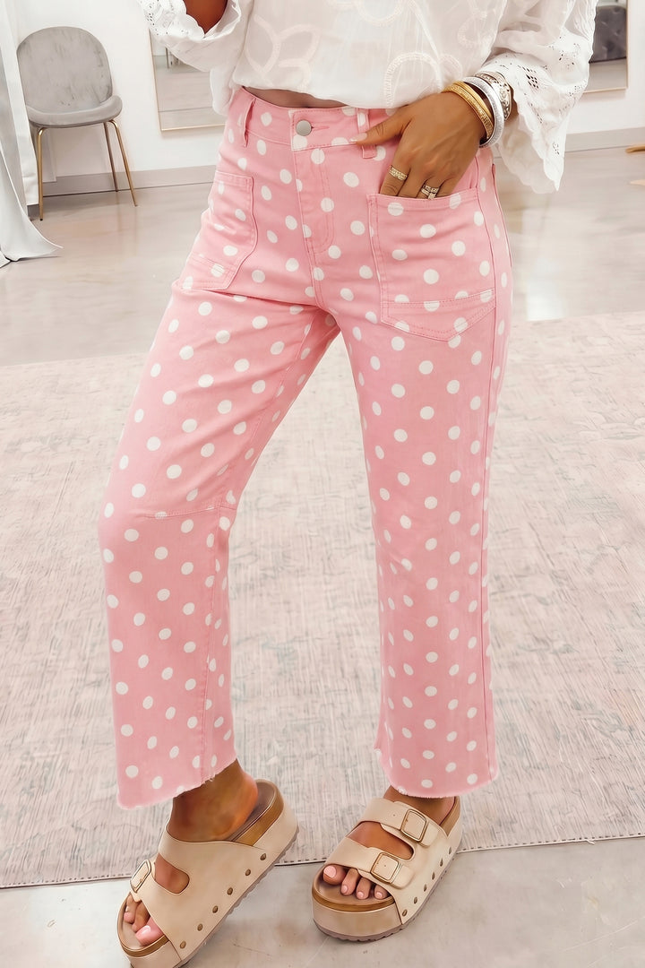 Sky Blue Polka Dot Casual Slim Fit Jeans