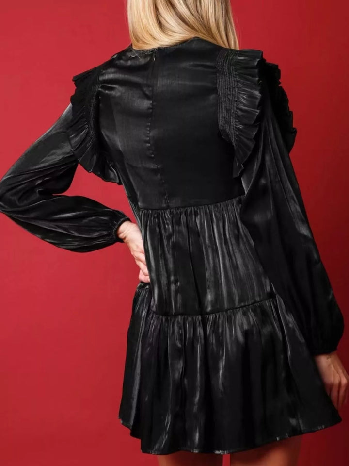 Christmas Ruffled Nutcracker Long Sleeve Dress
