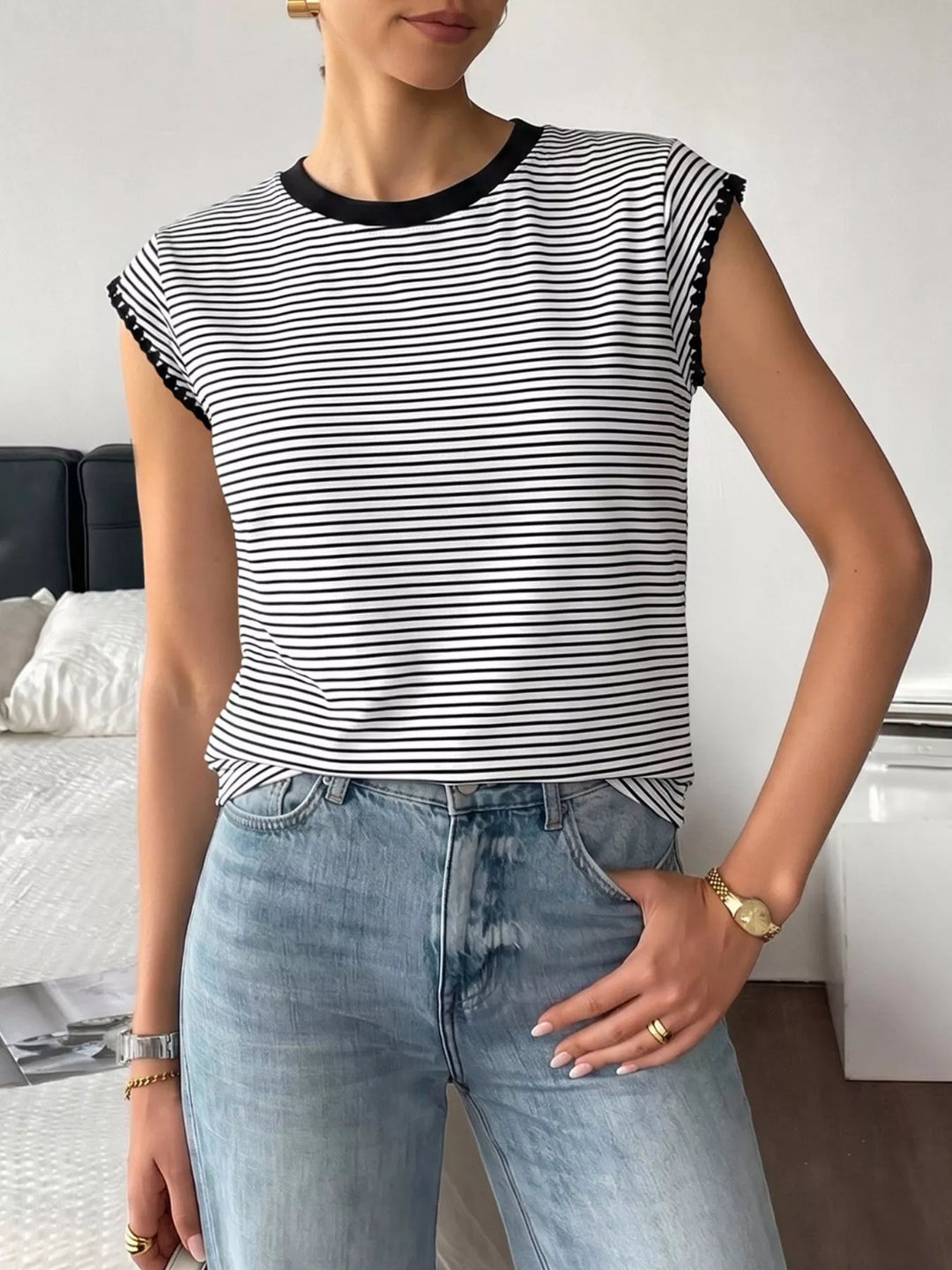 Classic Striped Crew Neck T-Shirt