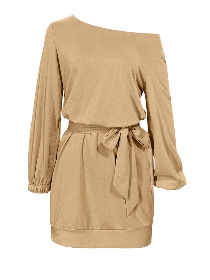 One Shoulder Tie Waist Dress