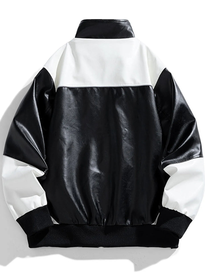 Men's Plus Size Racing Style Leather Jacket