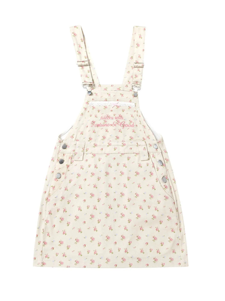 Floral Print Square Neck Overall Dress