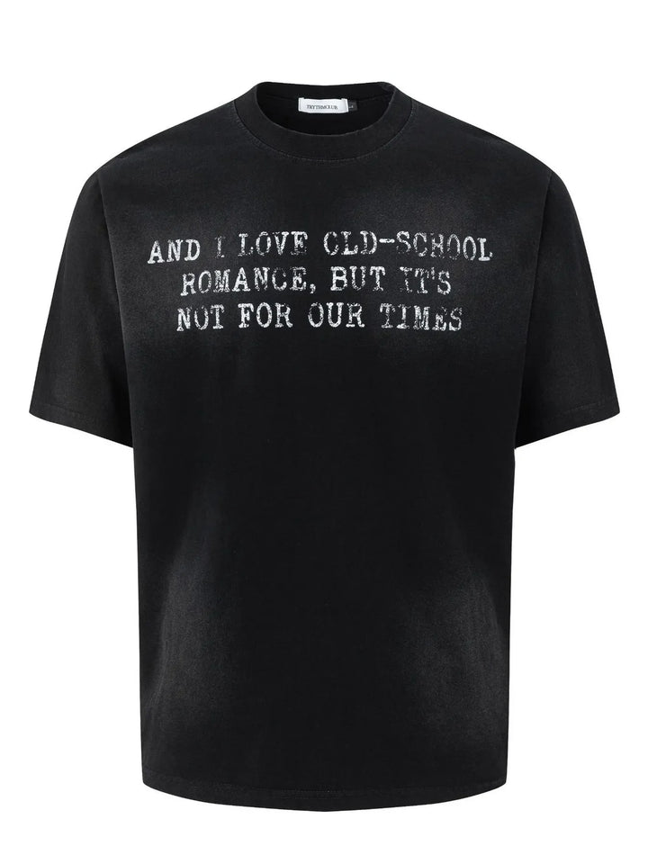 Men's Letter Round Neck Short Sleeve T-Shirt