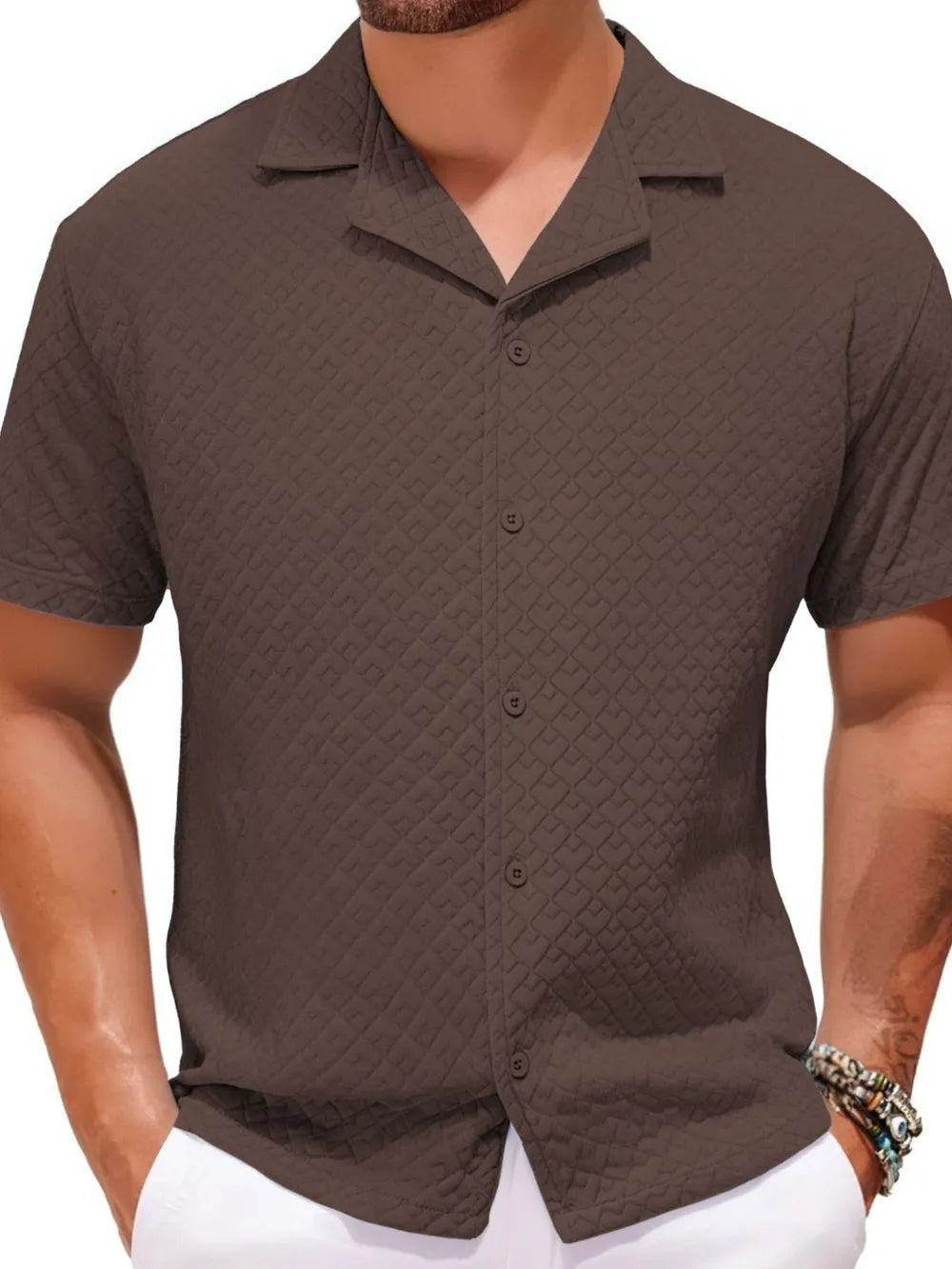 Men's Plus Size Button Down Short Sleeve Shirt