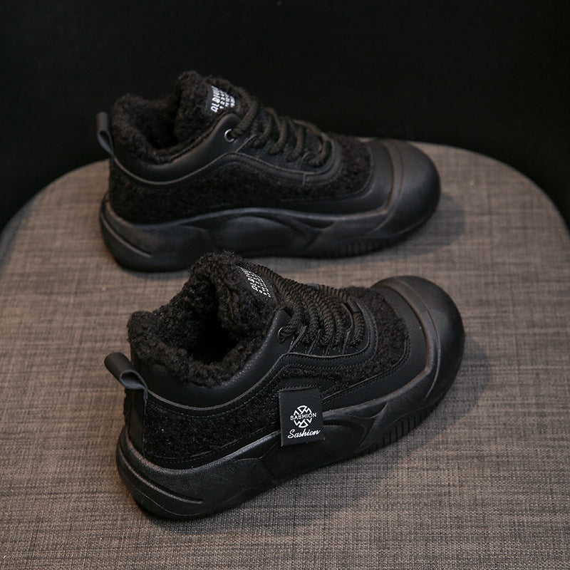 Fleece-lined Female Warm All-matching Casual Sports Skate Shoes