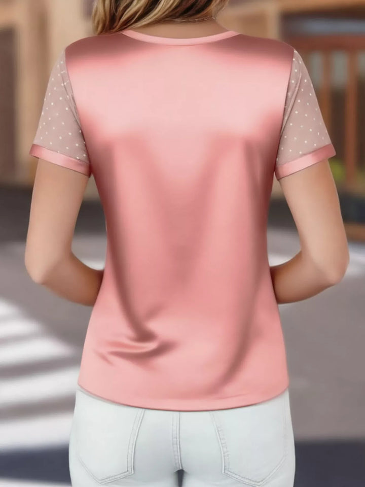 Sheer Sleeve V-Neck Top