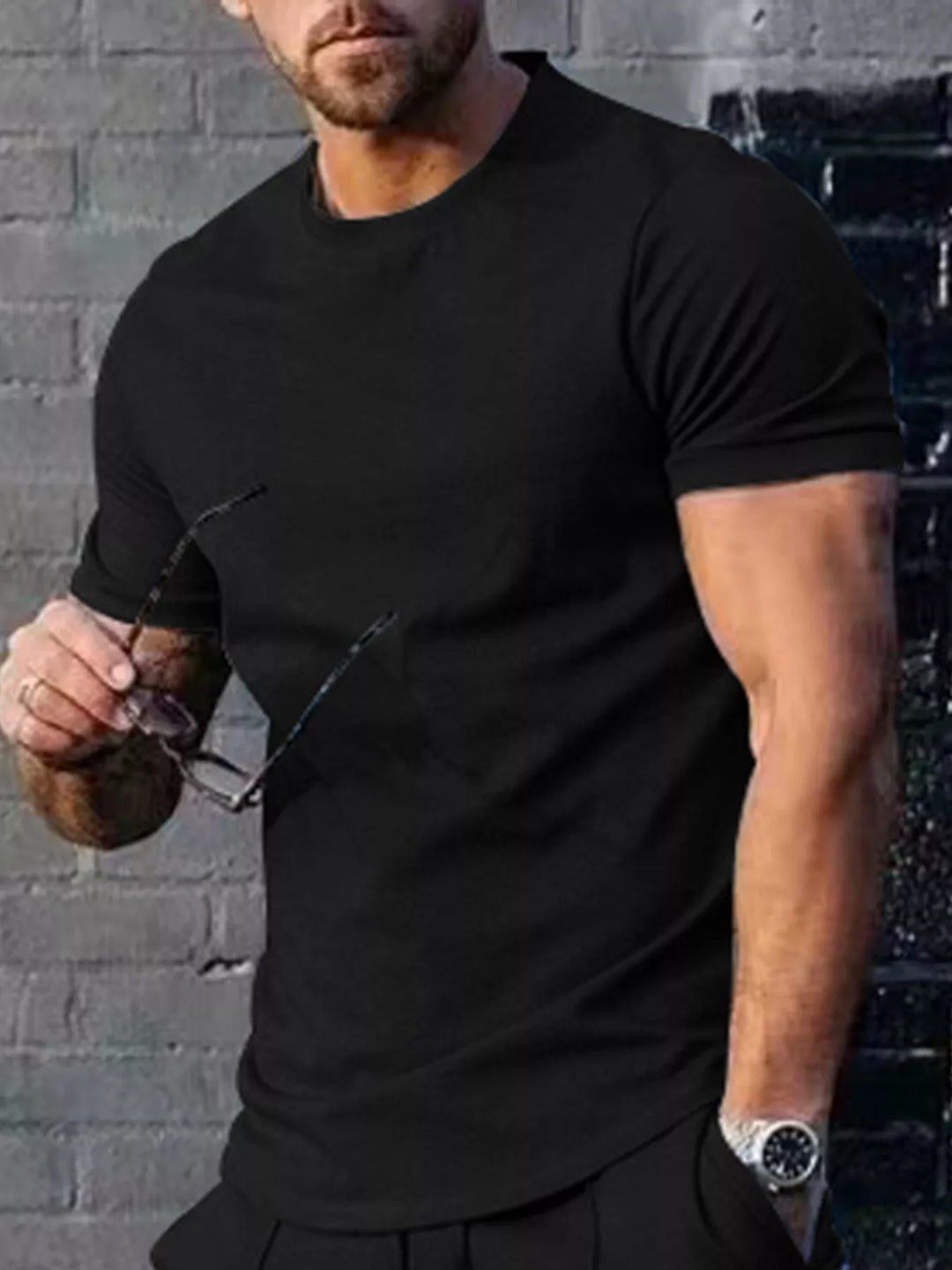 Men's Plus Size Solid Color Casual T-Shirt