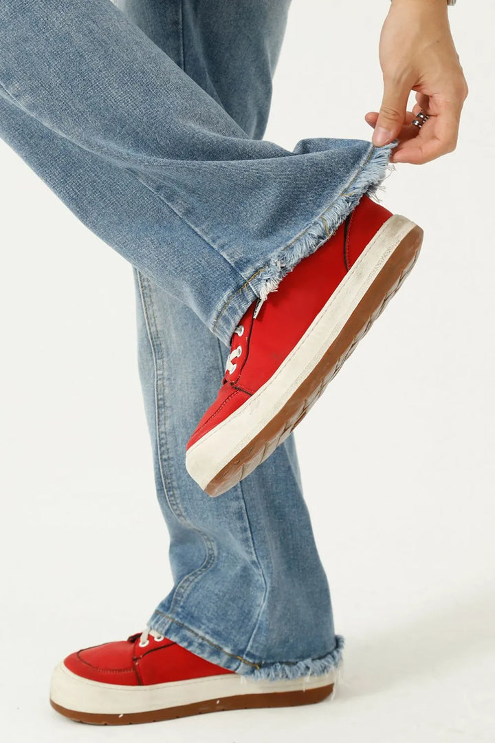 Raw Hem Jeans with Pockets