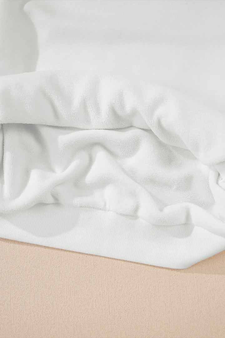 White Oversize Drop Shoulder Reversible Mock Neck Sweatshirt