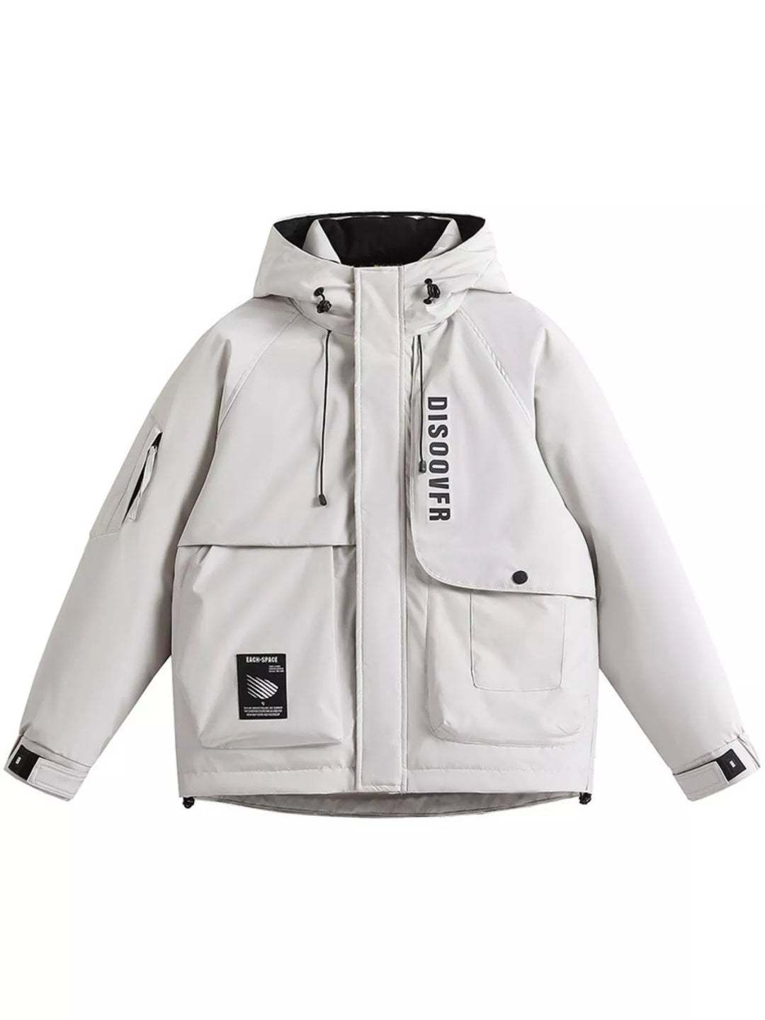 Men's Plus Size Adjustable Hooded Parka Jacket with Multiple Pockets