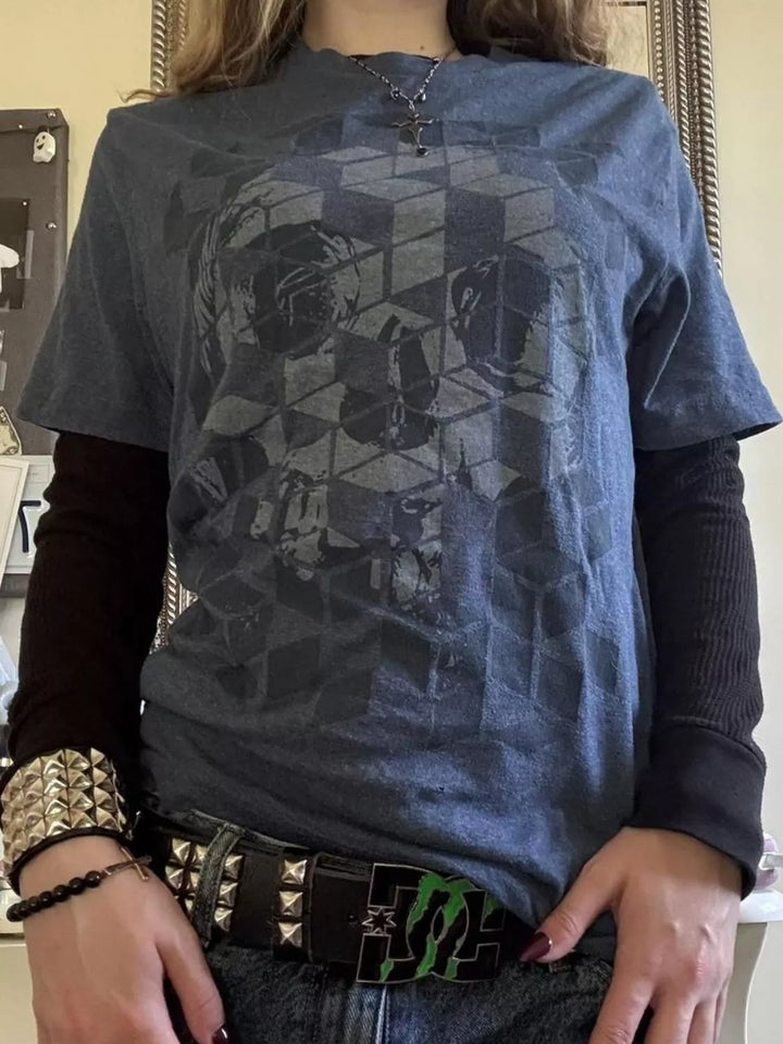 Skull Graphic Round Neck Long Sleeve T-Shirt
