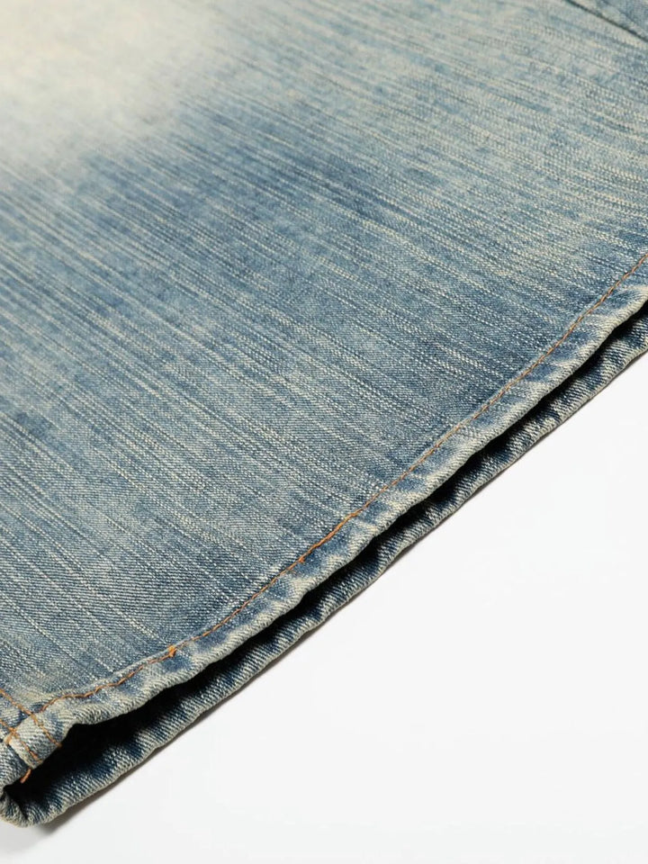 Men's Wash Wide-Leg Denim Shorts