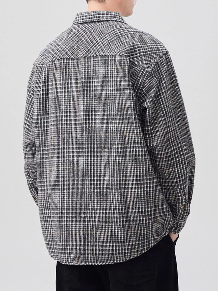 Men's Plus Size Plaid Button Up Long Sleeve Shirt