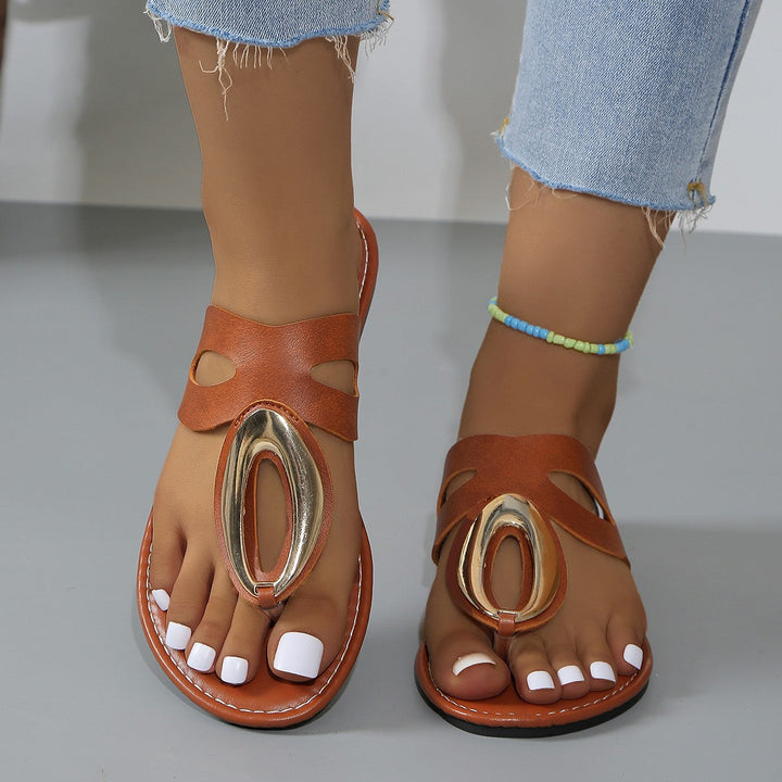 Open Toe Golden Accent Sandals