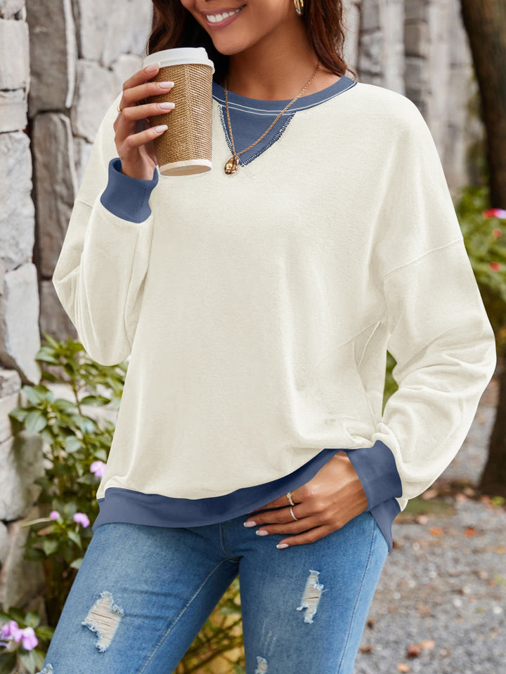 Women's Contrast Long Sleeve Sweatshirt