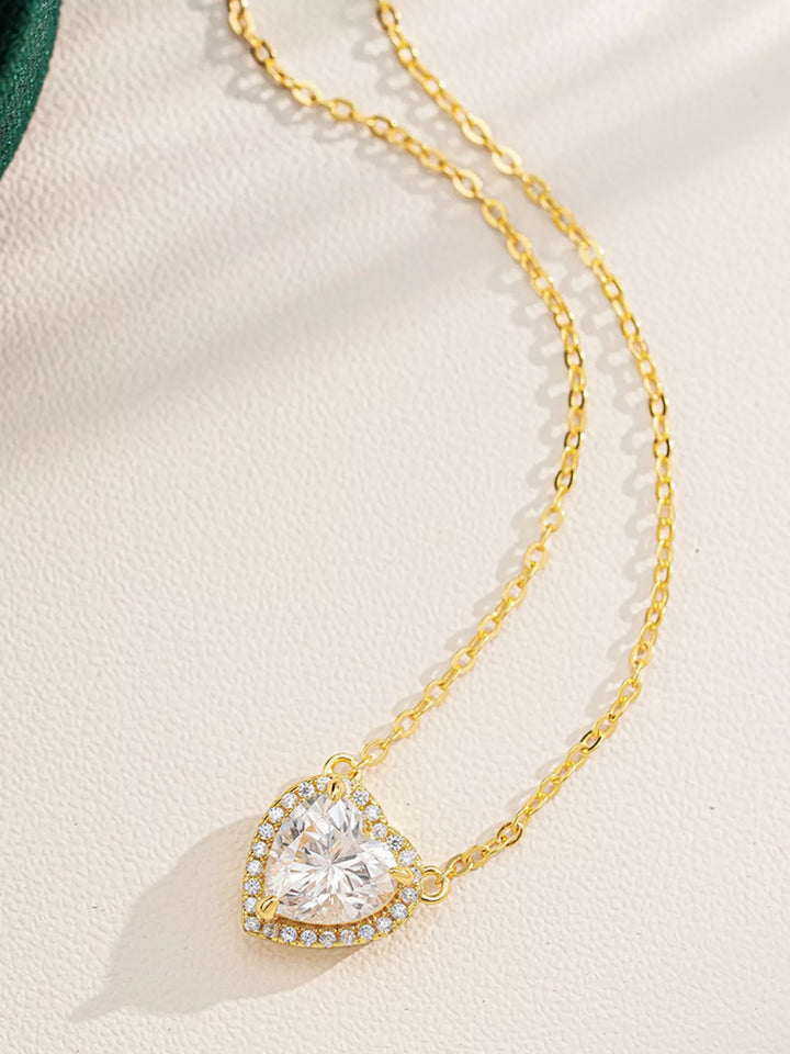 2 Carat 18K Gold-Plated Moissanite Heart Necklace