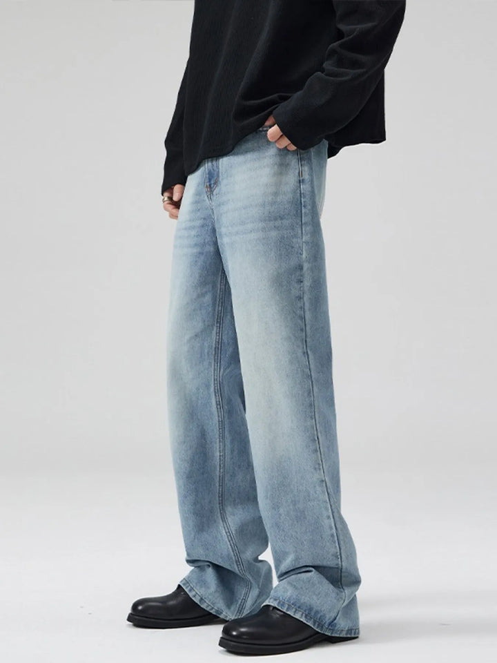 Men's Full Size Washed Wide Leg Jeans Plus Size