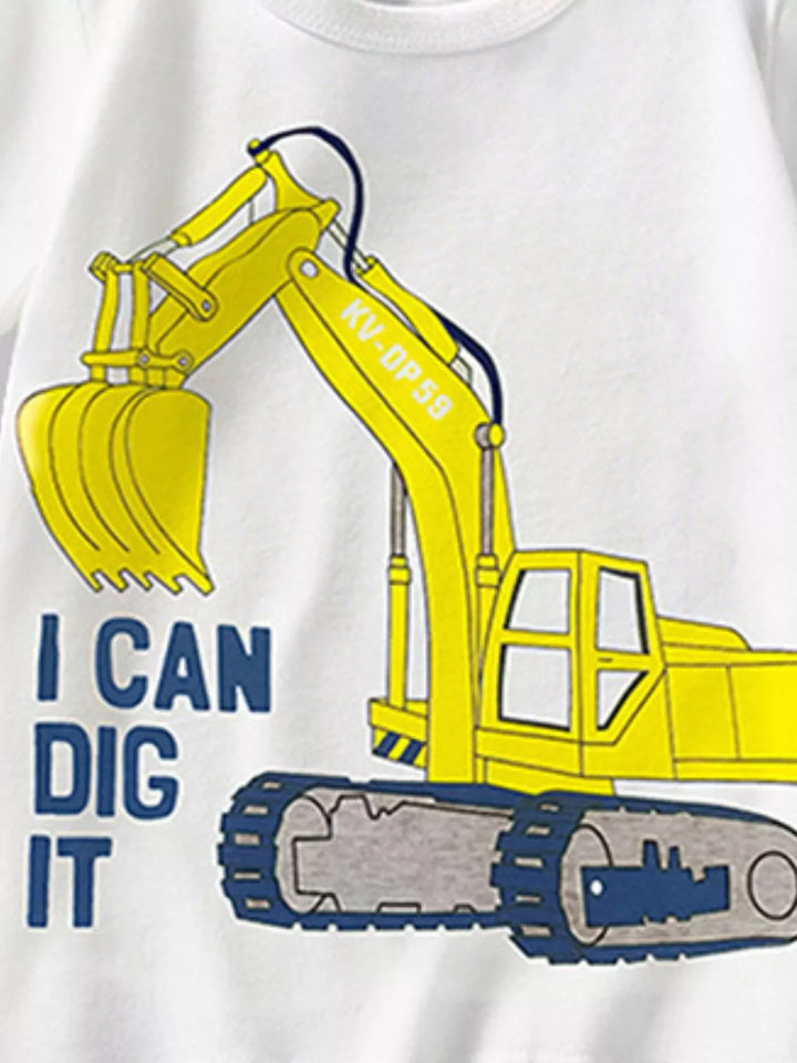 Children's Excavator Graphic Round Neck Tee