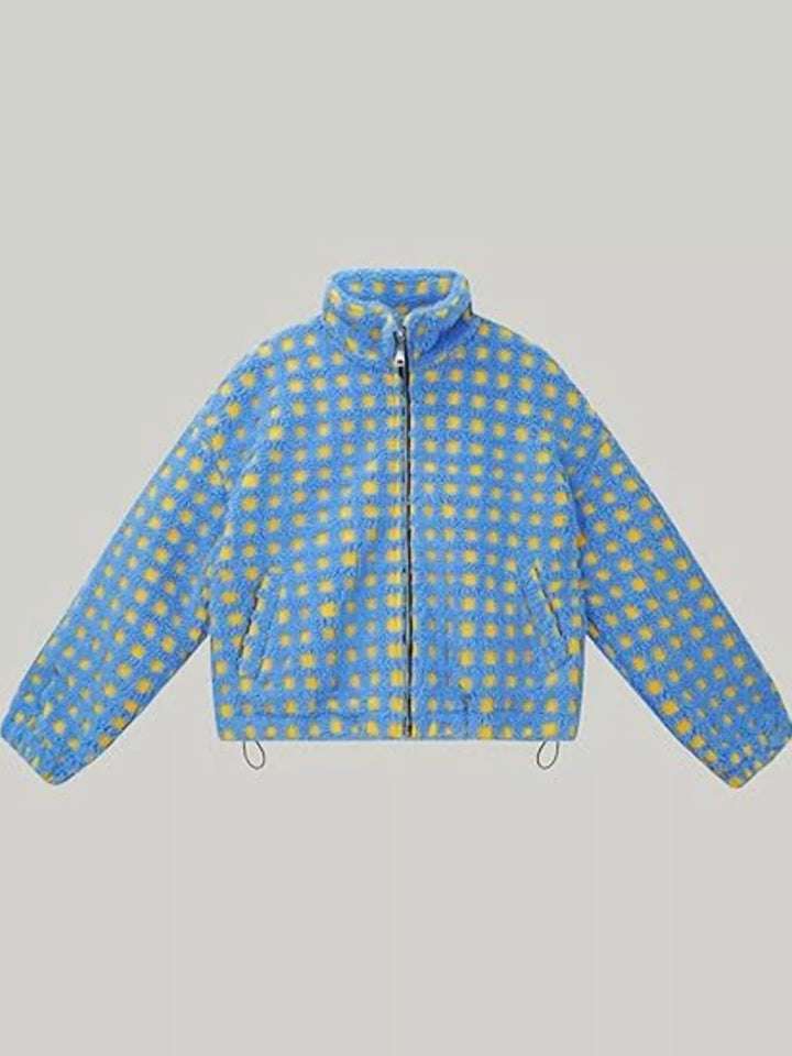 Plaid Zip Up Sherpa Jacket