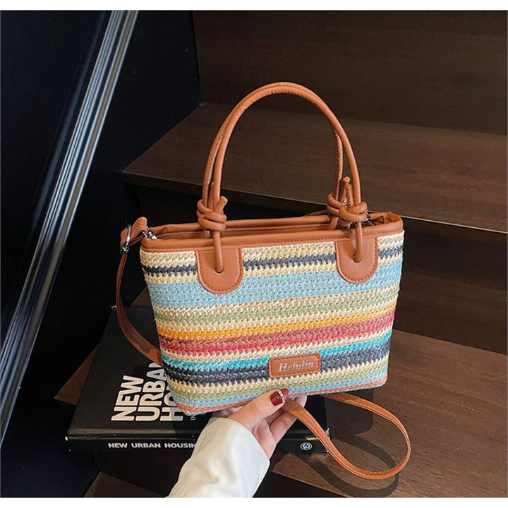 Summer Vacation Beach-style Straw Tote And Crossbody Bag