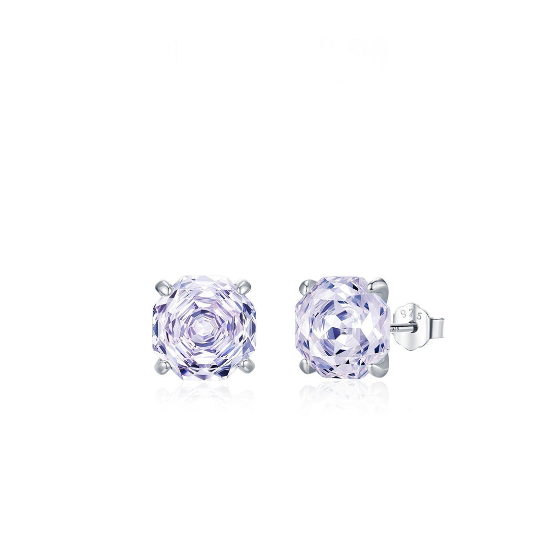 Basic Rose-cut Sparkling Diamond Stud Earrings Unisex Accessory