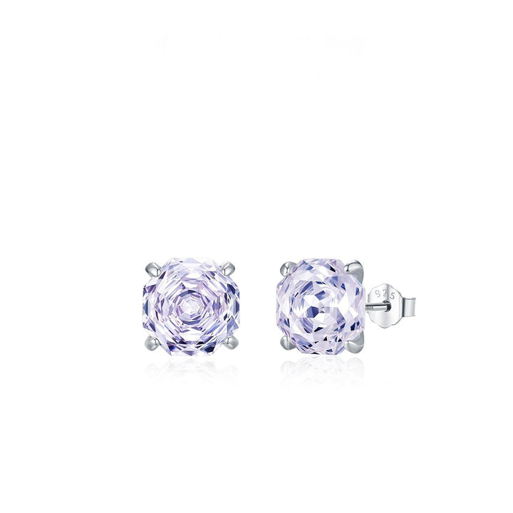 Basic Rose-cut Sparkling Diamond Stud Earrings Unisex Accessory