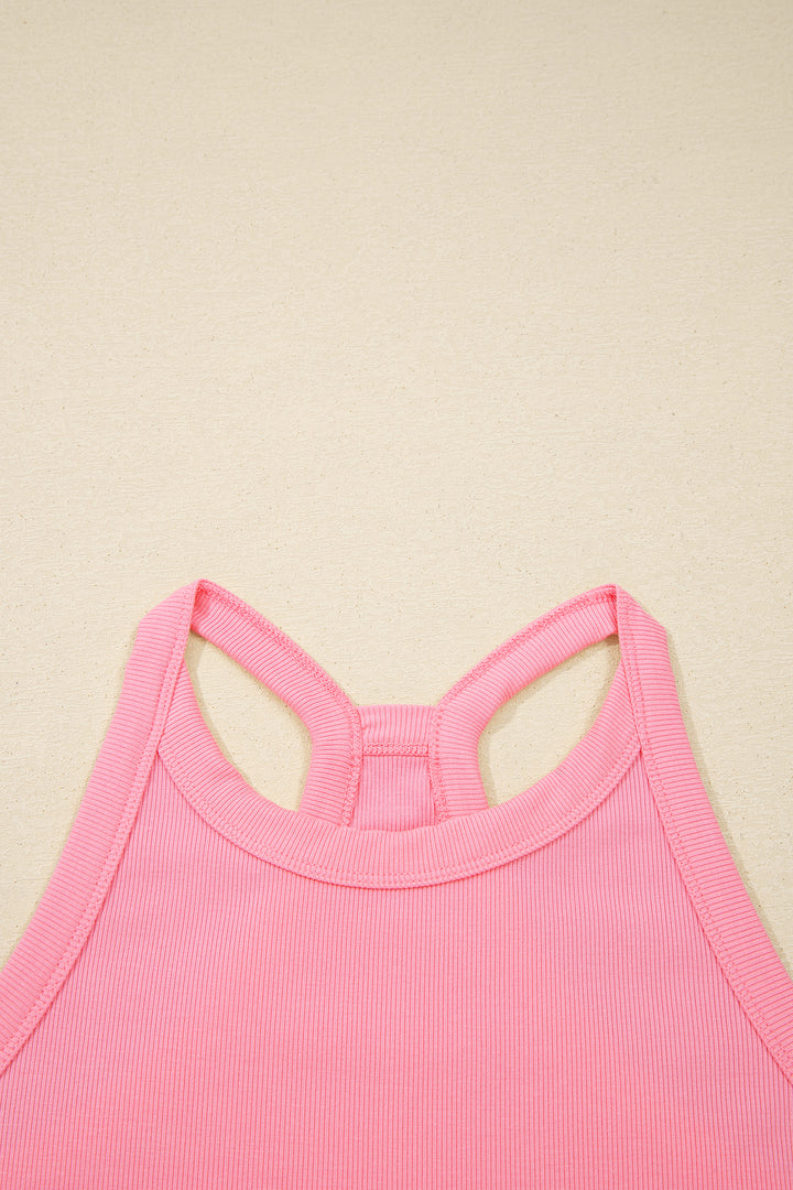 Sachet Pink Slim Tank Top Elastic Waist Mini Skort 2pcs Outfit