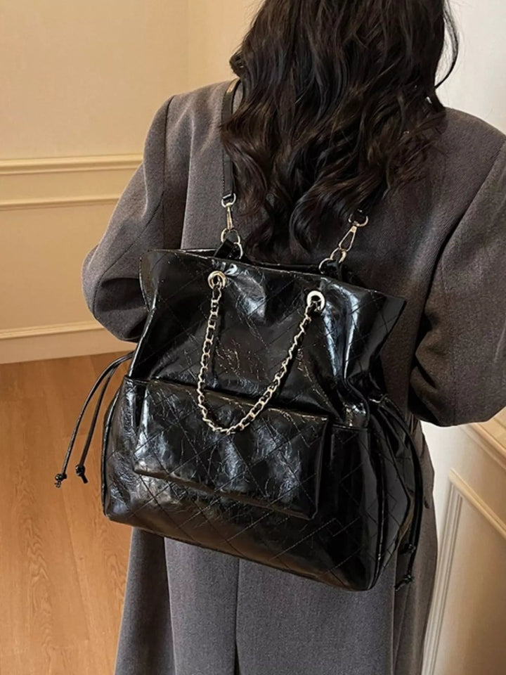 Quilted Chain Decor Backpack Bag