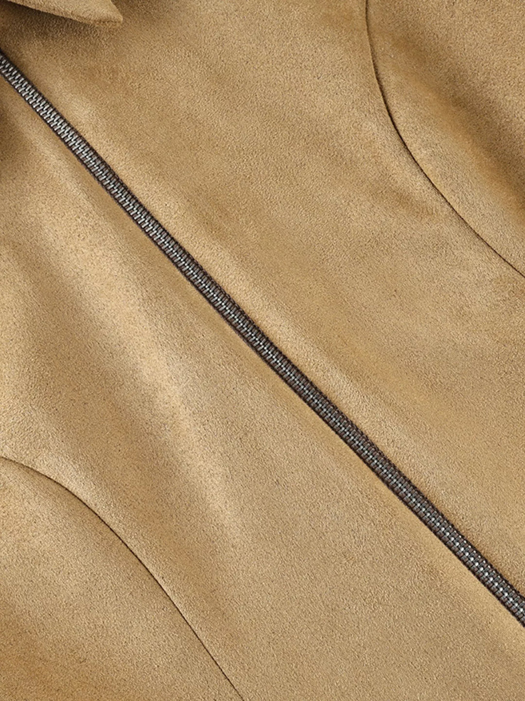 Suede Zip-Up Fitted Jacket