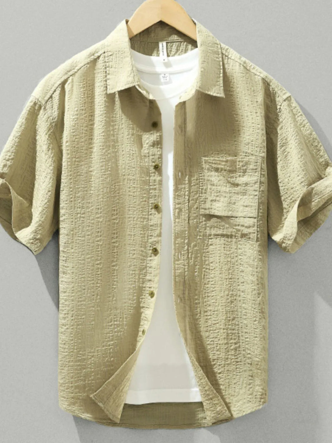 Men's Plus Size Textured Short Sleeve Casual Shirt