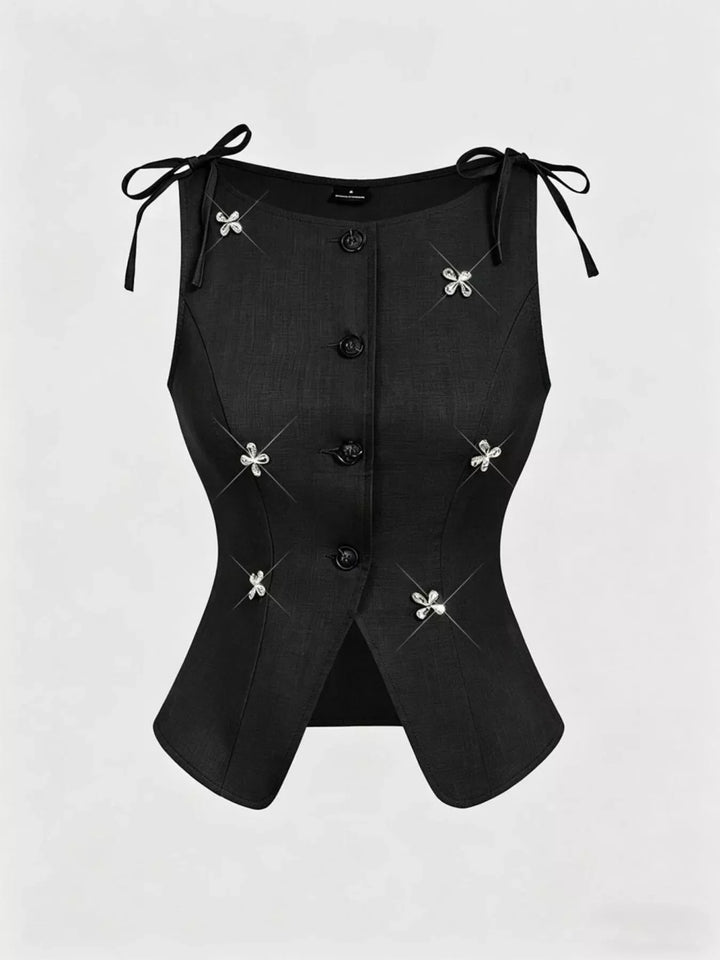 Button-Down Embellished Vest