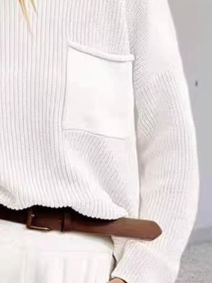 Pocket Detail Dropped Shoulder Sweater