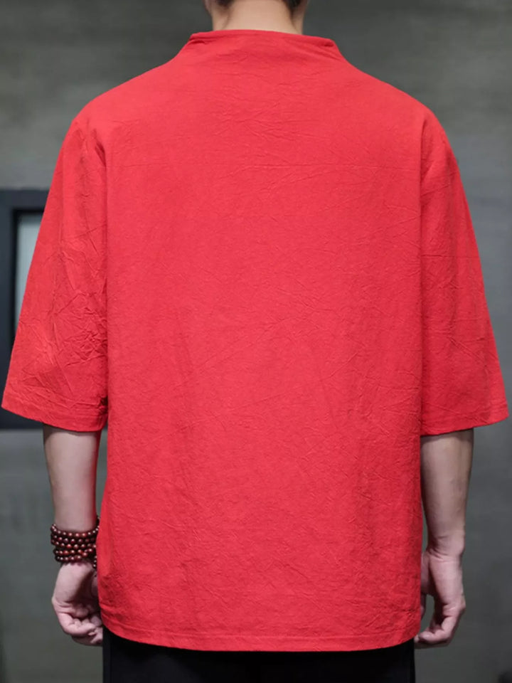 Men's Plus Size Solid Color 3/4 Sleeve Shirt