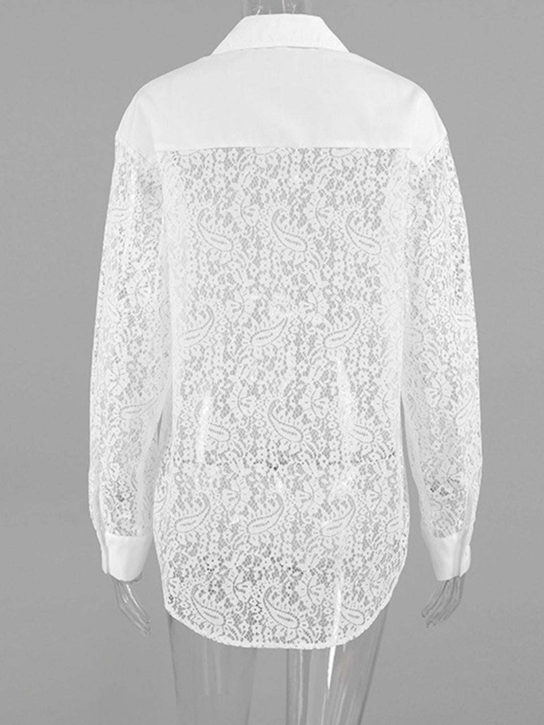 Lace Sleeve Button-Down Shirt