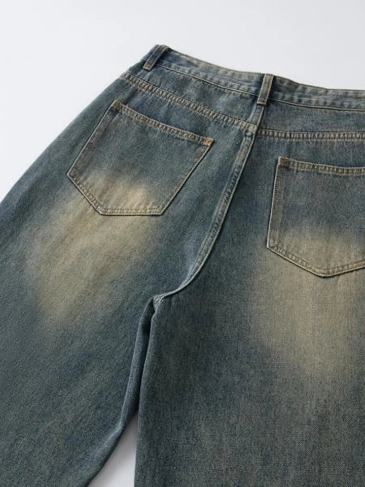 Men's Full Size Washed Cargo Wide Leg Jeans Plus Size