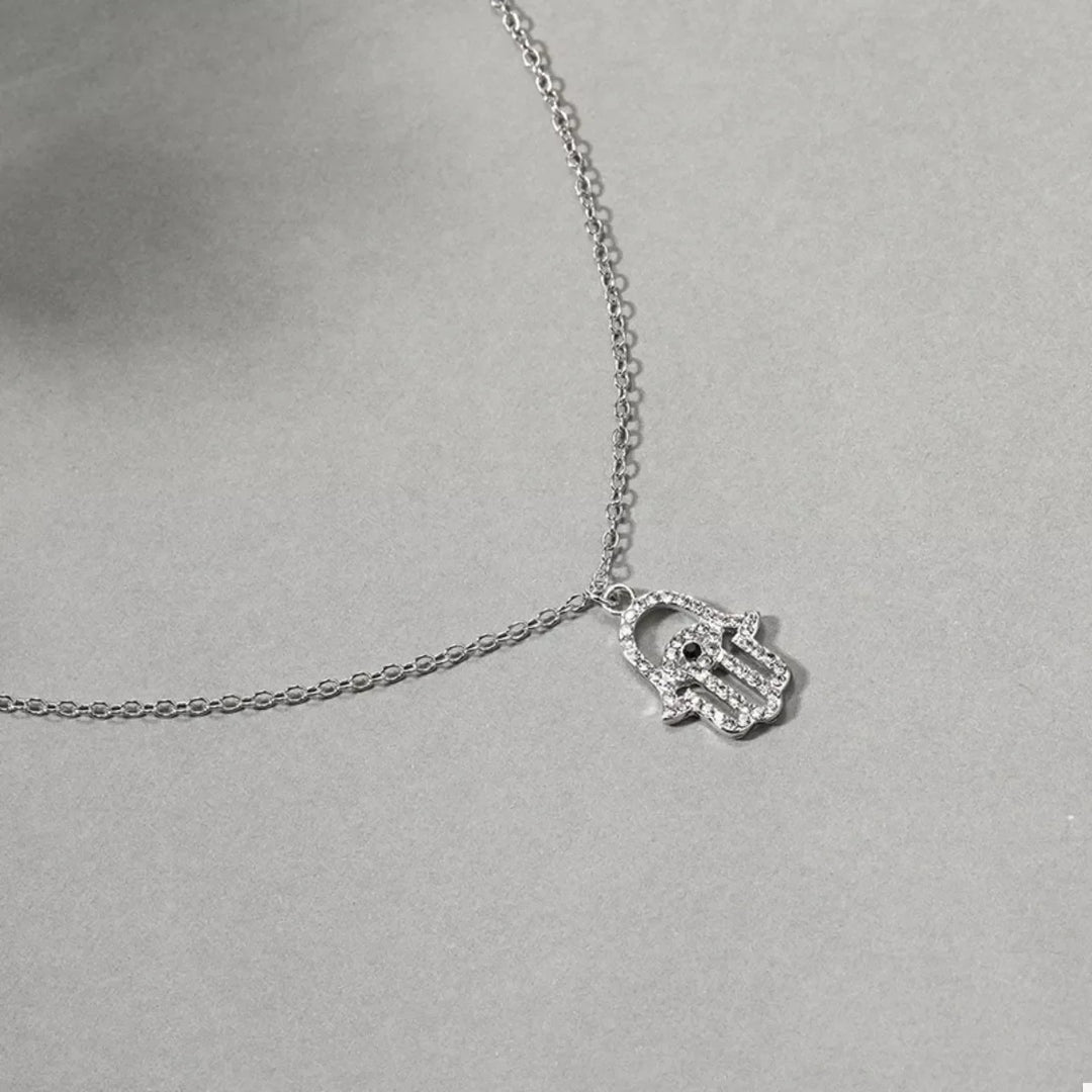Zinc Alloy Rhinestone Evil Eye Necklace
