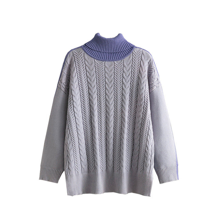Two-tone Patchwork Jacquard Loose  Western-style Slimming Top For Women