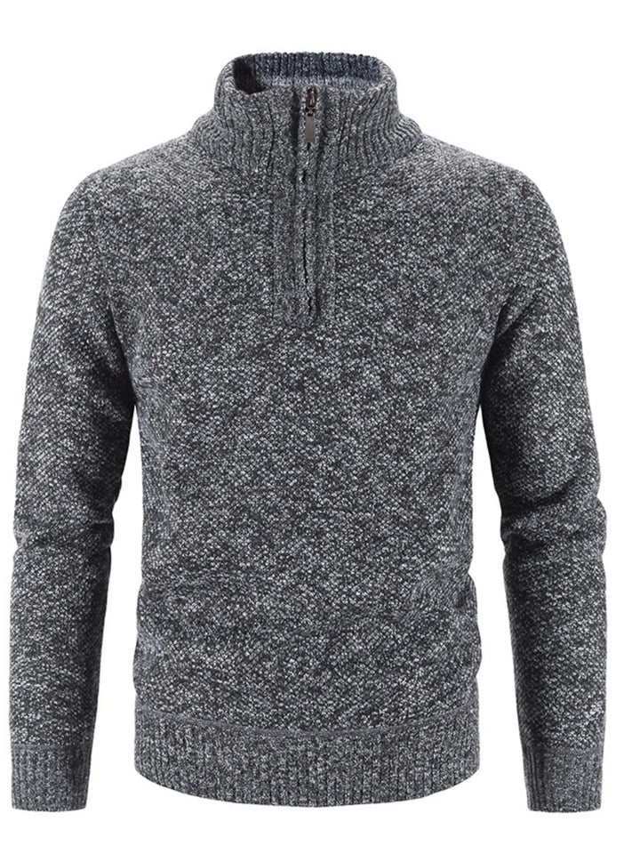 Men's Plus Size Quarter Zip Long Sleeve Sweater