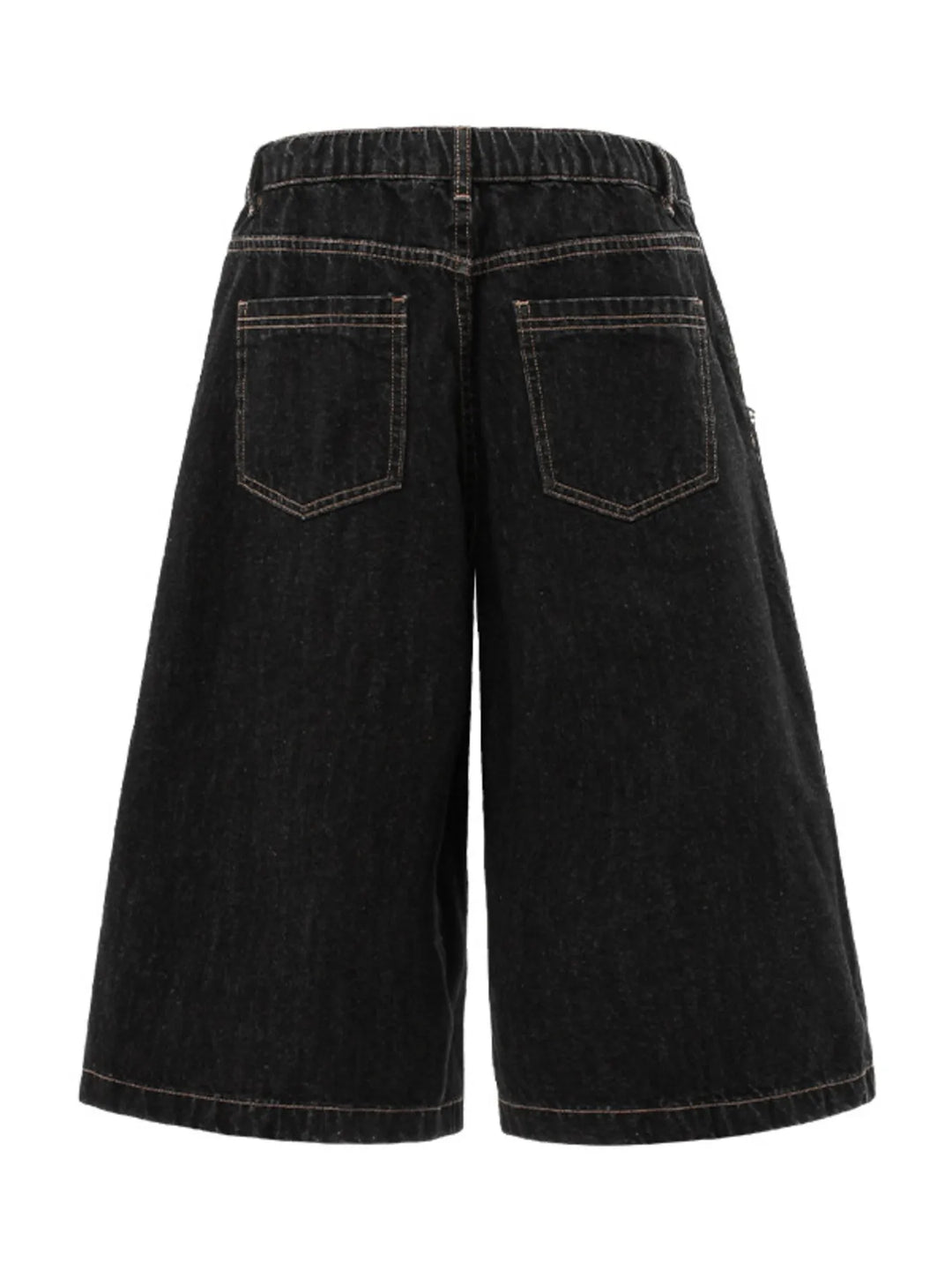 Men's Wide-Leg Denim Shorts with Plaid Accent