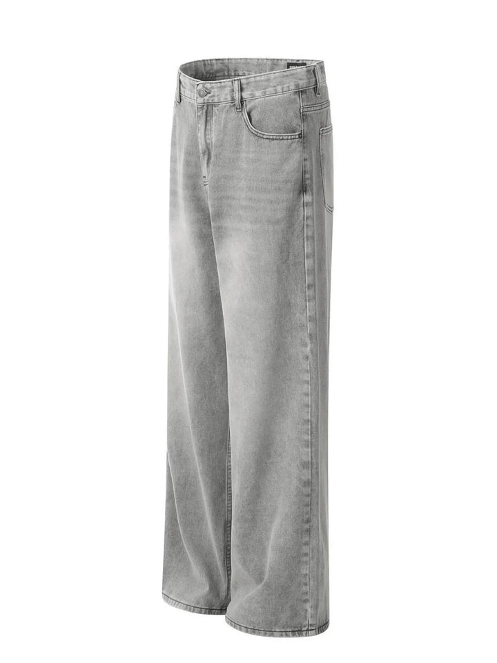 Men's High-Rise Wide Leg Washed Jeans