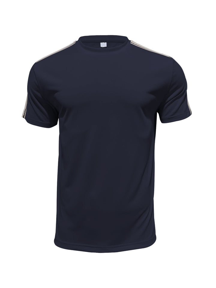 Men's Full Size Striped Shoulder Casual T-Shirt Plus Size