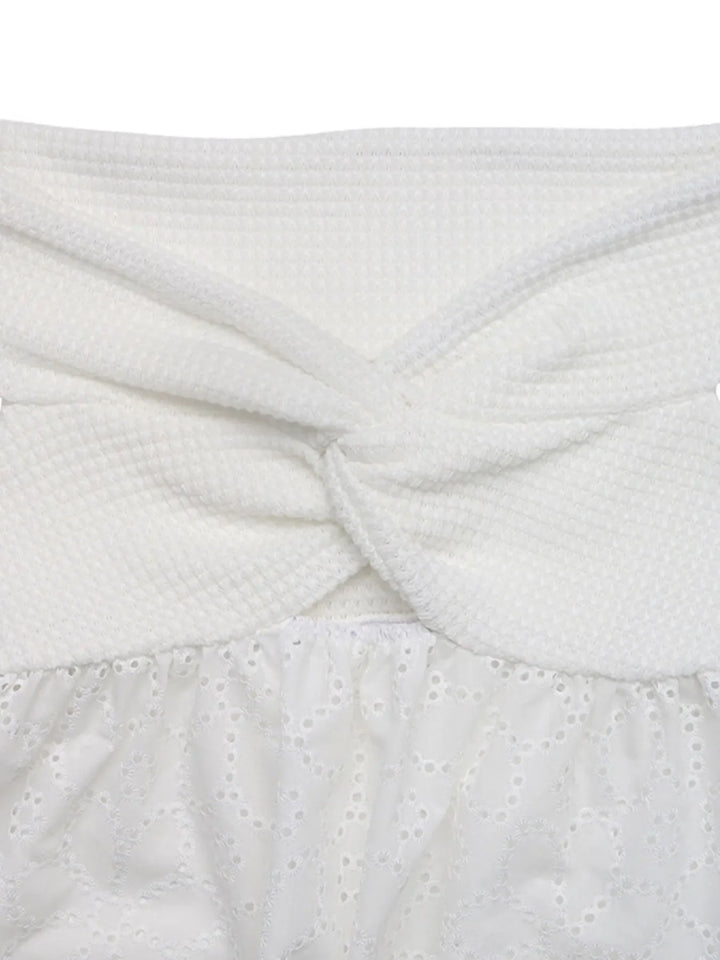 Eyelet Cutout Off-Shoulder Blouse